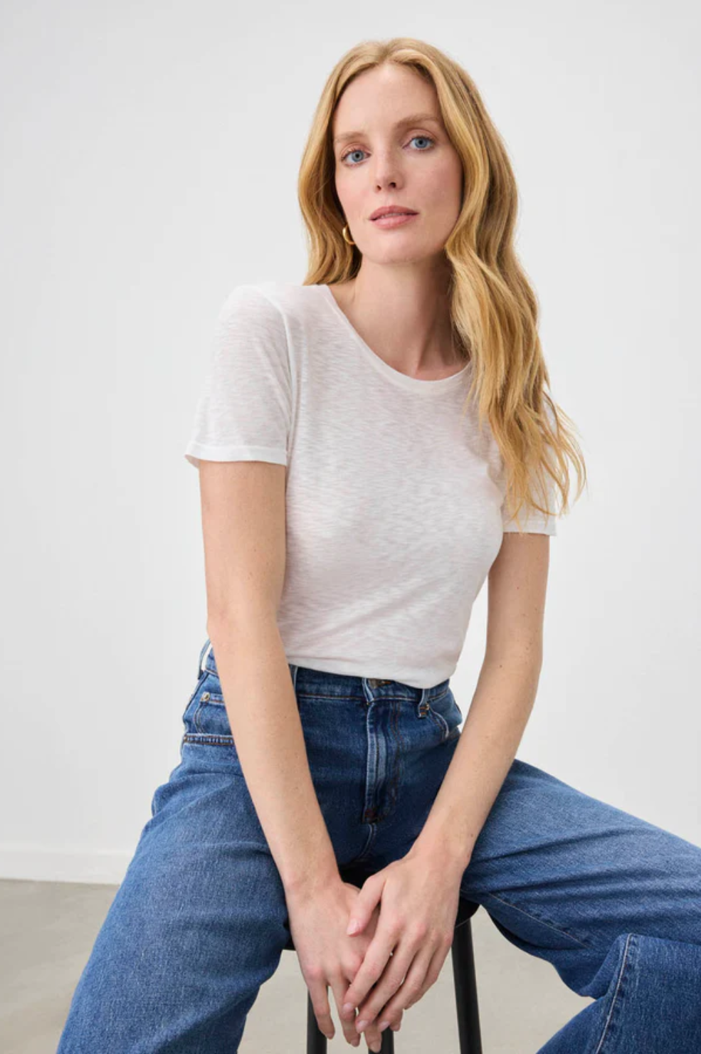 Zoe Slub Crew Neck Tee - White
