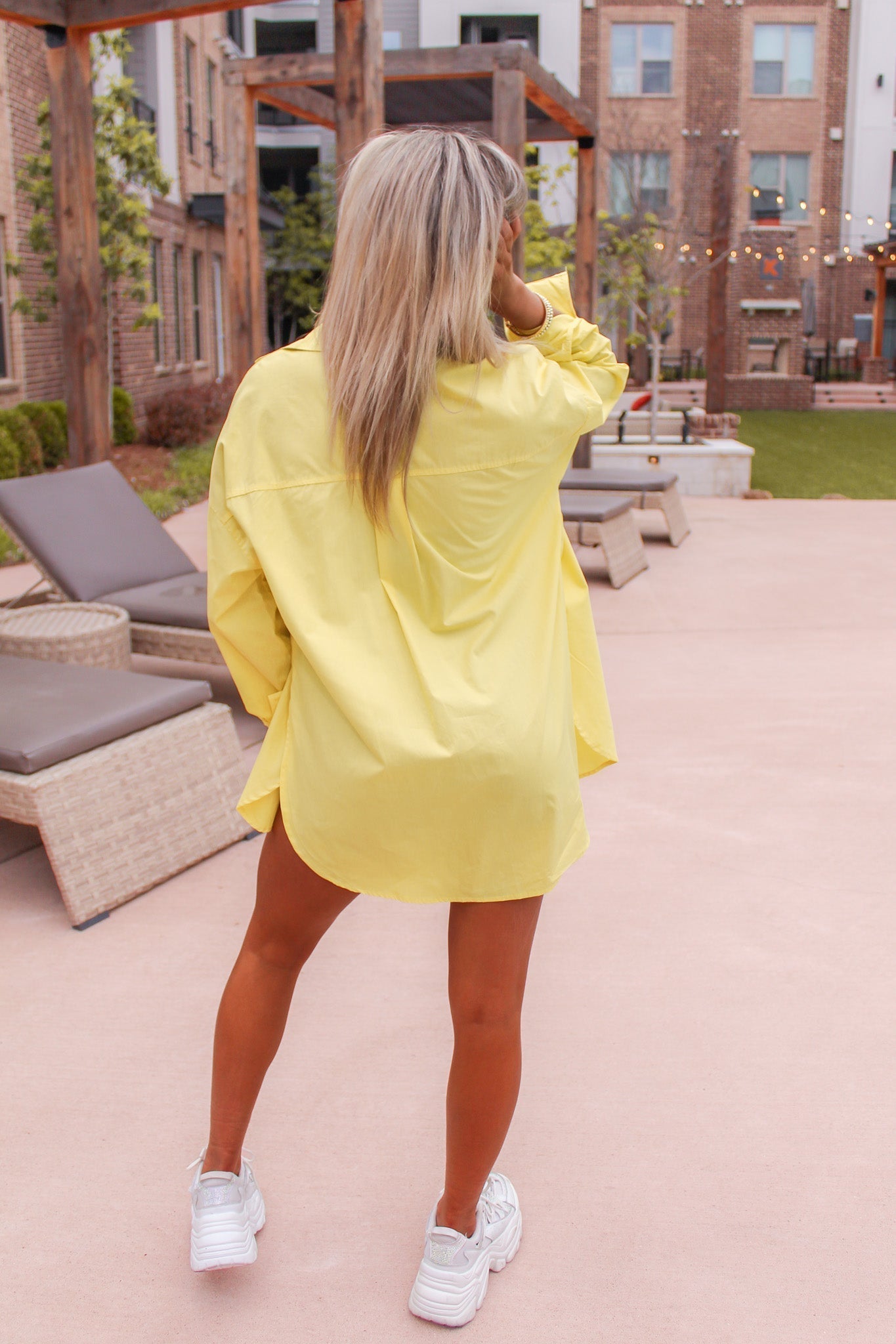 Yellow Oversized Button Up Top