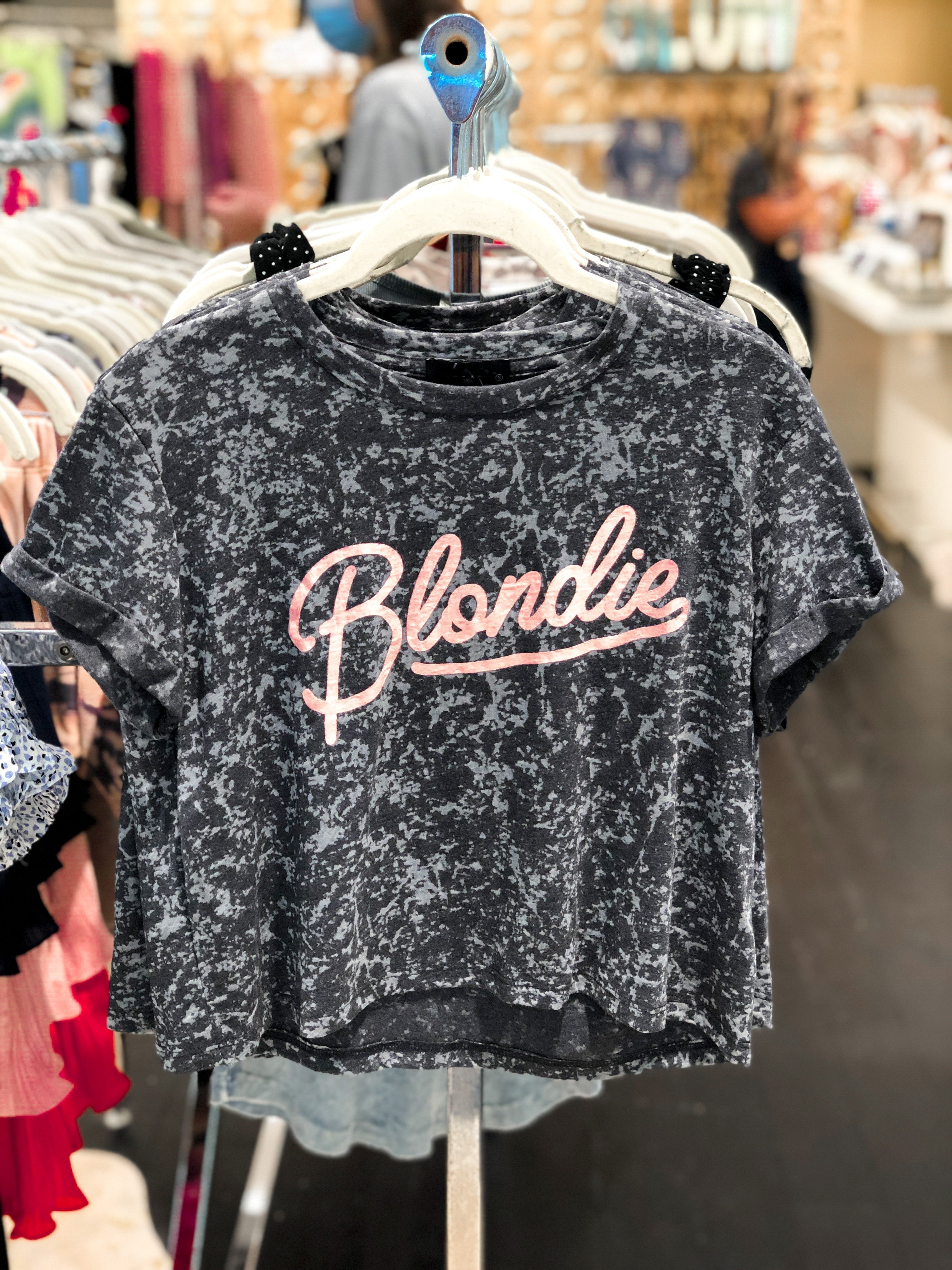 Grey Blondie Cropped Graphic Tee