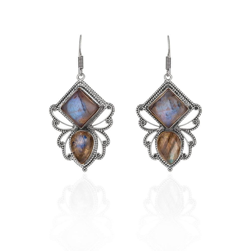 Silver Crystal Bees Earrings